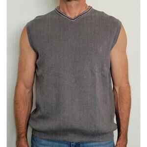 Nautica Men’s Med Gray Sleeveless Sweater Vest V-Neck